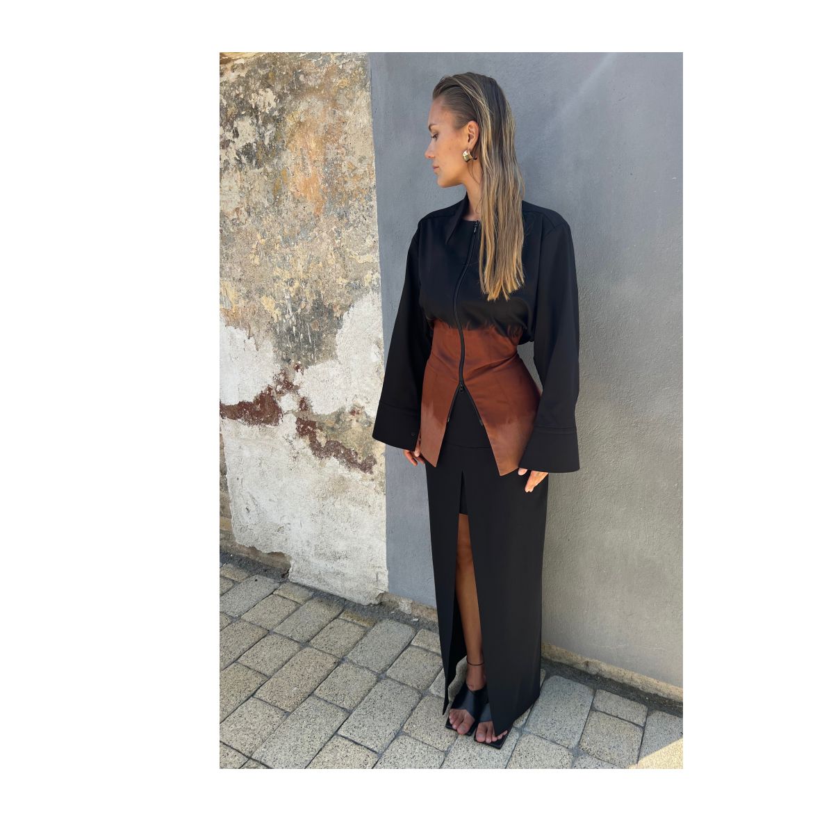 OVERSIZED SHIRT with zipper / WESLER in dyed fabric