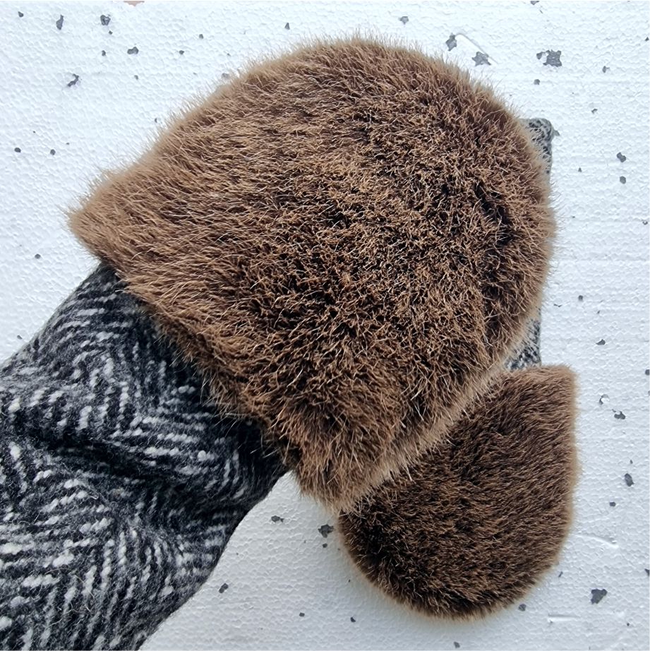 Mittens with faux fur  CAMEL / GINGER / GREY MELANGE